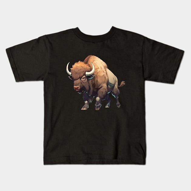 Bison energetic Kids T-Shirt by Ross Holbrook